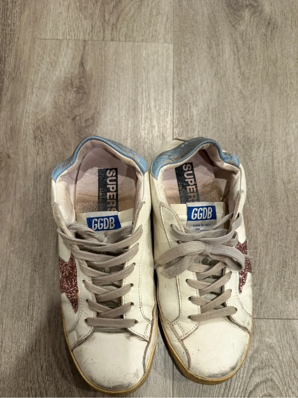 Golden Goose Super-Star Sneaker with pink glitter star